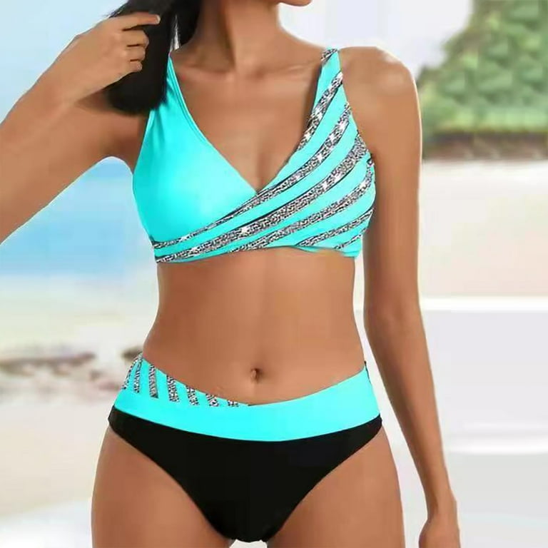 Color block best sale push up bikini