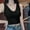 Black, variant on HOMBOM Beige Camisole Tank Tops for Women Built in Bra 2025 Dressy V-Neck Sleeveless Solid Color Shirt