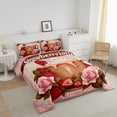 thumbnail image 3 of Erosebridal Strawberry Latte Bedding Twin Comforter Set, Pink Roses Down Comforter, 2 Pieces, Breathable, 3 of 6