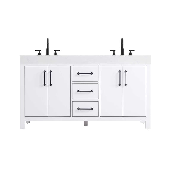 Elegant Kitchen and Bath 60 inch Double Bathroom Vanity In White
