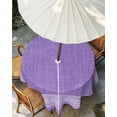 thumbnail image 3 of Purple Geometric Outdoor Tablecloth with Umbrella Hole, White Greek Key Design Burlap Modern Art Spillproof Waterproof Outdoor Table Cover, Patio Tablecloths for Party/Garden/Picnic, Round 54 inch, 3 of 9