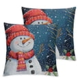 thumbnail image 2 of Nawypu Set of 2 Christmas Snowman Winter Throw Pillow Cover Super Soft Dandelion Snow Holiday Xmas Outdoor Home Decor Pillows Cushion Case for Sofa Couch, 2 of 6