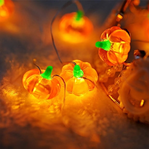 Halloween Pumpkin String Lights, Jack O Lantern Pumpkin 3D LED Lights Warm White Battery Powered Decor for Thanksgiving Party Indoor Outdoor Home Decoration