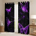 thumbnail image 2 of Erosebridal Gradient Butterflies Curtains Pack of 2 (52Wx84L),Black and Purple Curtains and Drapes,Room Decor, 2 of 5