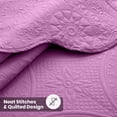 thumbnail image 3 of IR Imperial Rooms 3Pc-Embossed Luxury Bedspread 80GSM Microfiber Floral Vintage Quilt Set Lightweight King Purple, 3 of 12