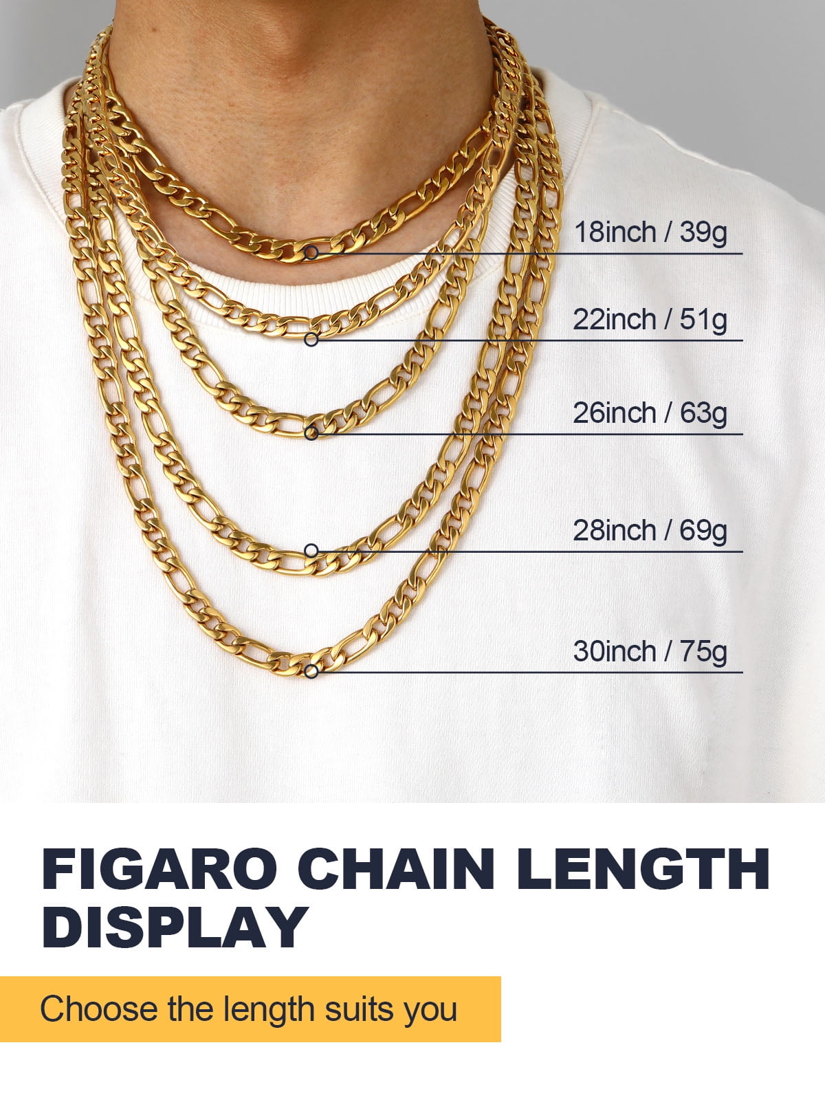 U7 Mens Figaro Chain 9MM Stainless Steel Men Women 14K Gold Plated Trendy Necklace 30 Inch Birthday Gift