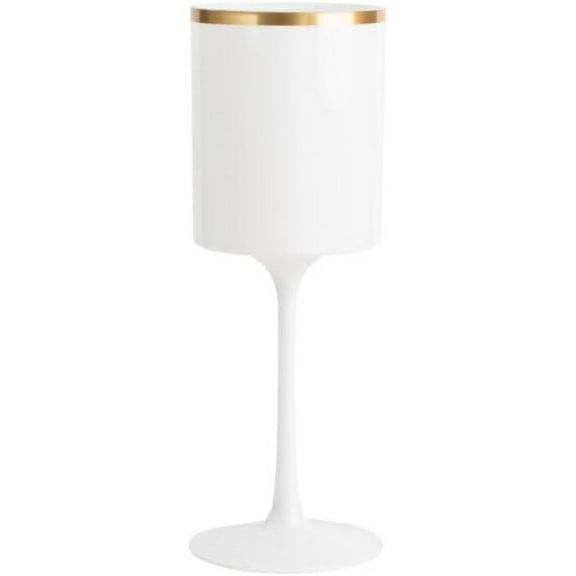EcoQuality 14 oz White Round Wine Glass with Gold Rim – Elegant, Durable Tableware for Wine, Champagne, and Special Occasions – Perfect for Weddings, Parties, Formal Events (5)