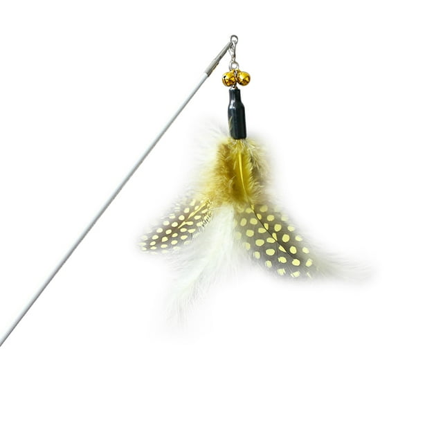 Faux Feather Cat Wand Interactive Retractable Funny Cat Teaser Kitten Play Wand