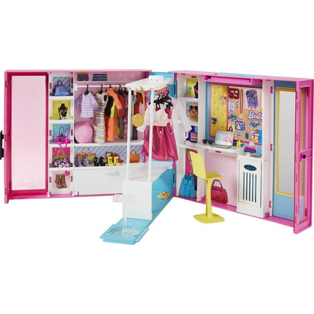 Barbie Dream Closet Playset with 30+ Clothes and Accessories, Mirror and Desk