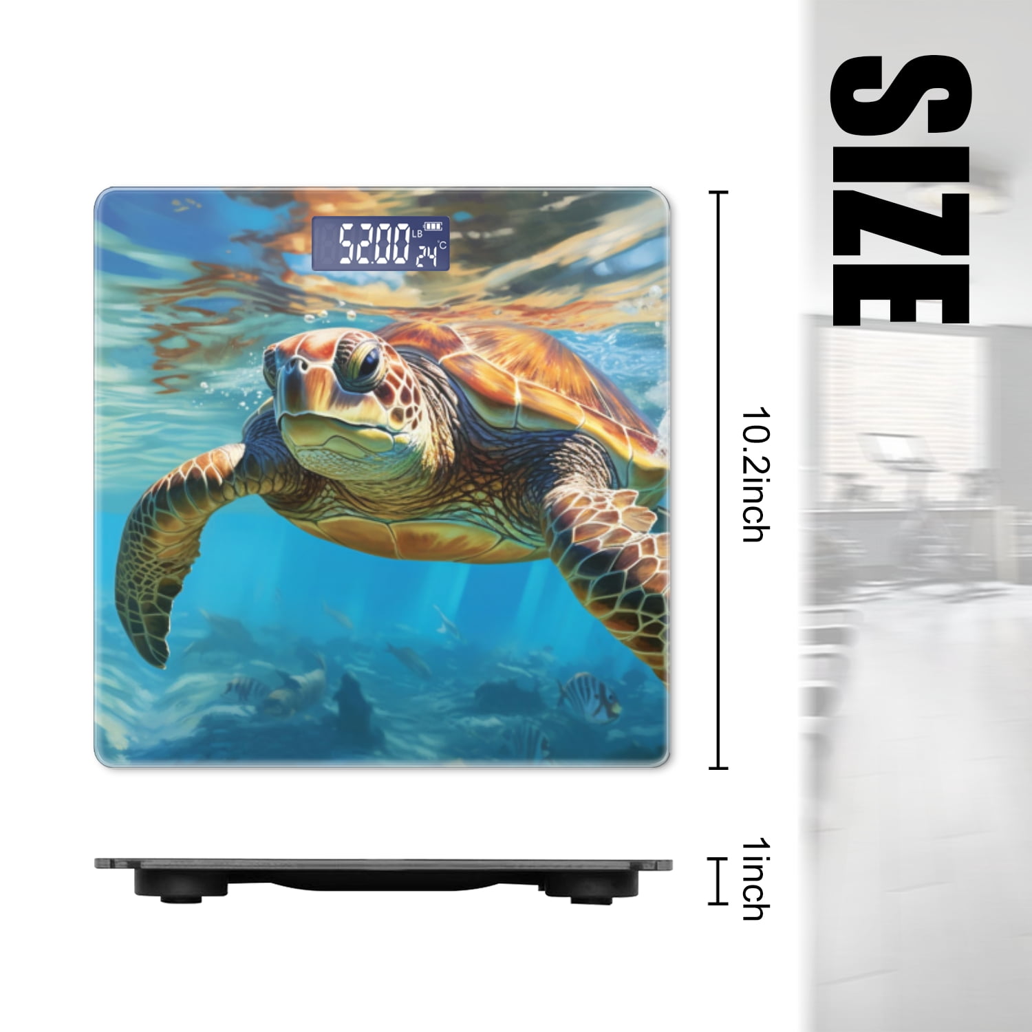 Bathroom Scale, Highly Accurate Digital Body Scale,Precisely Measures Weight up to 400 lbs-Majestic Sea Turtle Swimming In The Clear Blue Ocean