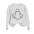 thumbnail image 3 of Craaazy Halloween Sweatshirt Long Sleeved Crewneck Shirts Halloween Spooky Season Ghost Print Tops Halloween Pullover Gifts For Women, 3 of 4
