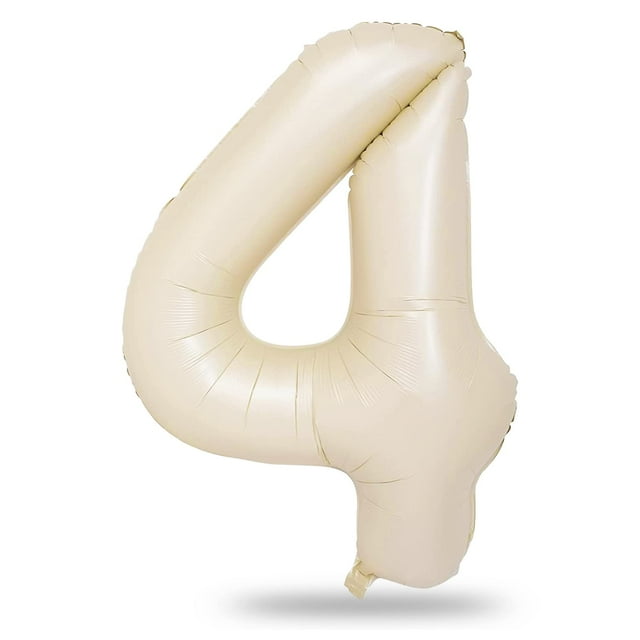Juego de globos con números de aluminio de 0 a 9 pulgadas, color beige, para cumpleaños