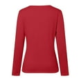 thumbnail image 6 of 2024 Women's V Neck Long Sleeve Basic T-Shirt - Slim Fit, Polyester Spandex, Daily Office, 6 of 6
