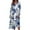 Dark Blue, variant on Women's Autumn Winter Casual Fashion V-Neck Long-sleeved Gradient (Floral) Print Long Dress, Blue, Size XXL