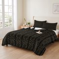 thumbnail image 2 of Twin XL Quilt Set 68''x98'', Black Yellow Geometric Lightweight Summer Bedspread Coverlet Set with 2 Pillow Shams, Modern Abstract Art Striped Breathable All Season Quilt Bedding for Dorm/Guest Room, 2 of 9