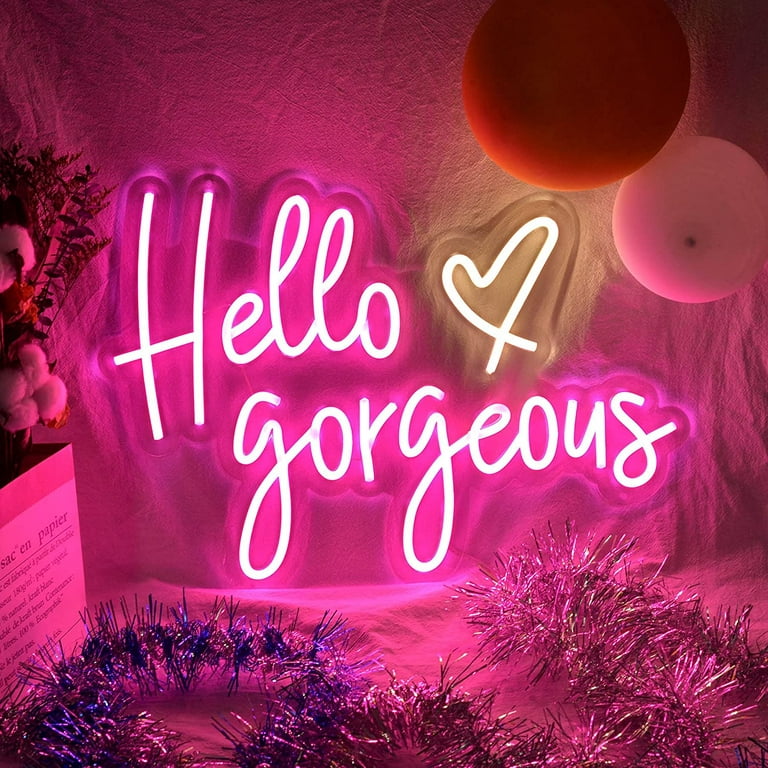 Hello Gorgeous Led Neon Sign for Wall Decor, Romantic Custom Neon Light  Sign for Girls Bedroom, Adjustable Large Neon Light for Party Wedding,  19.68