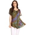 thumbnail image 5 of Sakkas Splenka Long Tie Dye Embroidered Corset Neck Cap Sleeve Blouse Shirt Top - Multicolored - Plus Size, 5 of 5