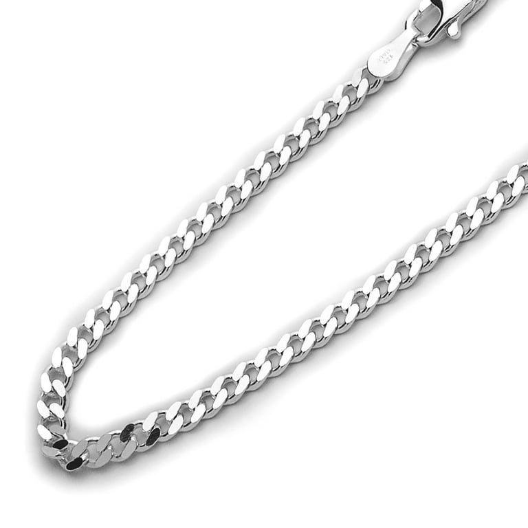 Men's Sterling Silver 3mm Italian Solid Curb Link Chain Necklace (16, 18,  20, 22, 24, 16, 30 Inch) 