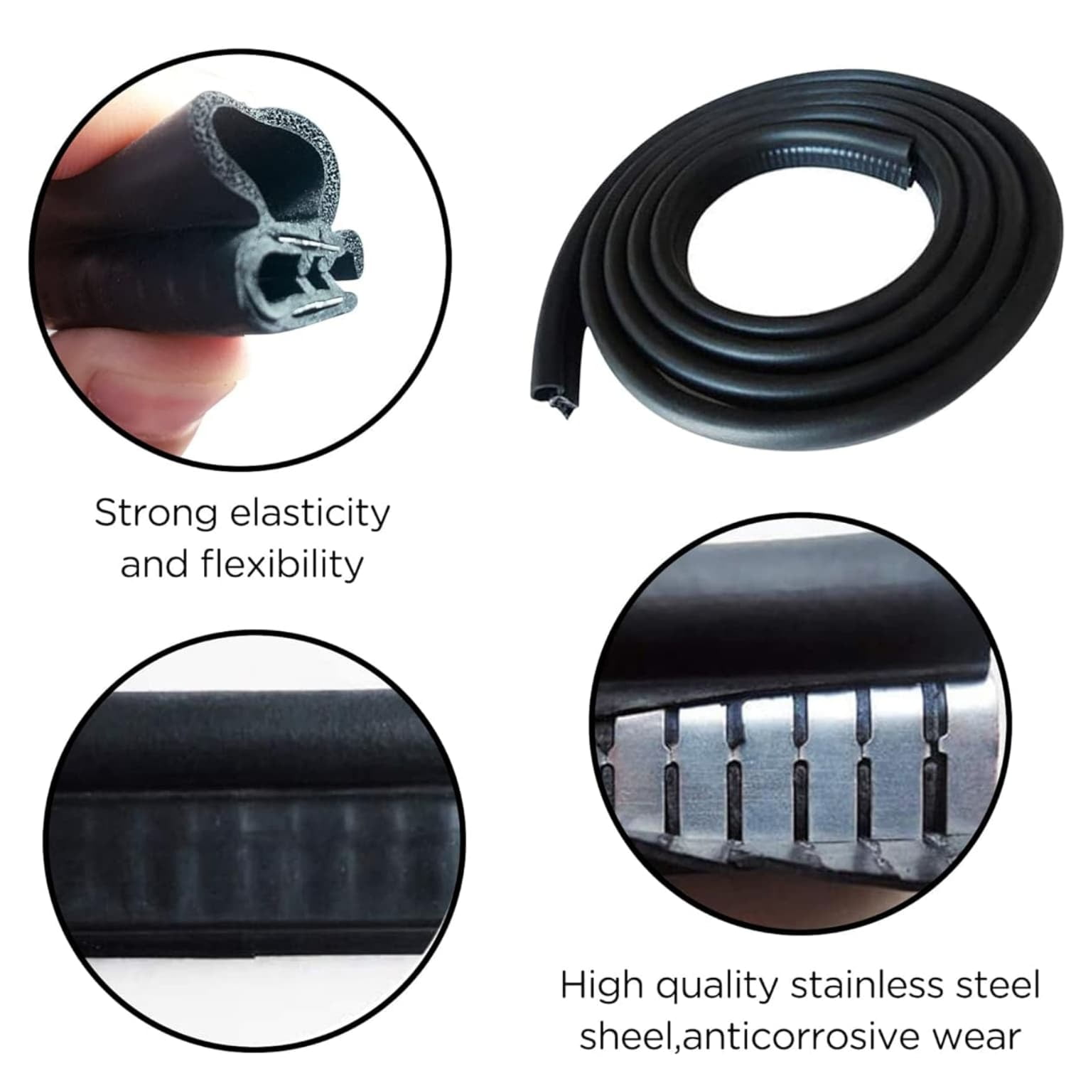Rubber Edge Trim,Car Weather Striping,Door Rubber Seal Strip Trim Seal,Automotive Weather Stripping Edge Guard for Cars, Boats, RVs, Trucks, and Home Applications (30FT)