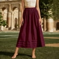thumbnail image 5 of 2026 Women's Linen Blend Skirts, High Waist A Line Skirt, Flowy Summer Long Skirt with Pockets Red L, 5 of 5