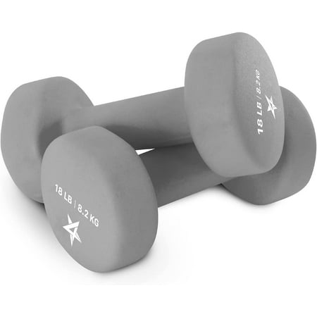 Yes4All 18 lbs Neoprene Dumbbells with Non Slip Grip  Gray  Pair