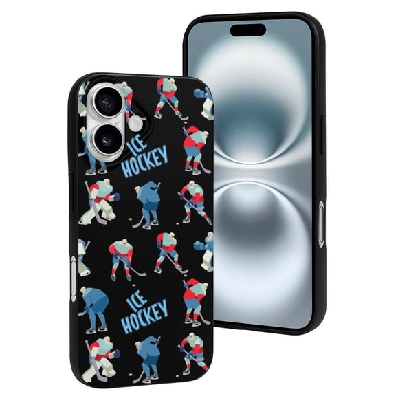 Compatible with Iphone 16 Case - Cute Soft Cool Ice Hockey Black Silicone Case Compatible with Iphone 16 Phone Case for Women Men