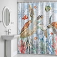 thumbnail image 6 of Sea Turtle Coral Summer Bathroom Shower Curtain, Starfish Ocean Fish Orange Blue Waterproof Washable Soft Bath Curtain for Bathtub Decor with 12 Hooks&Grommet, 66x72 Inch, 6 of 9