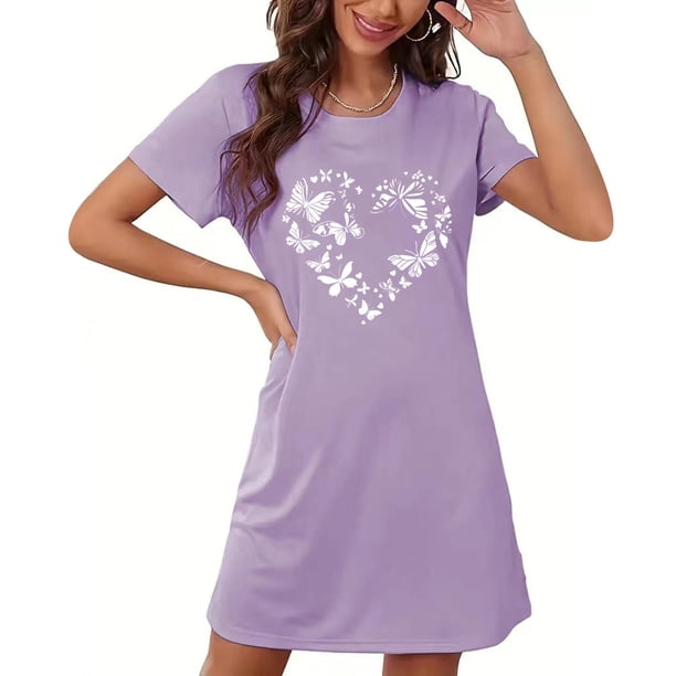 Camisón corto de mujer, vestido de largo medio con estampado de moda, camisón corto extragrande de mujer, camisón de manga corta con estampado de pecho a la moda, camisón de mujer