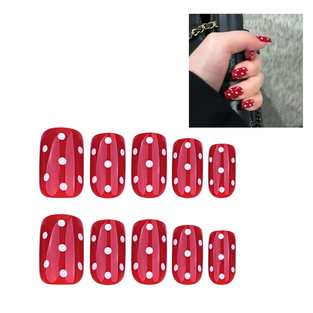 30pcs Wearable Nail Short Nail Art Fake Nail Wave Point Wearable Nail Piece