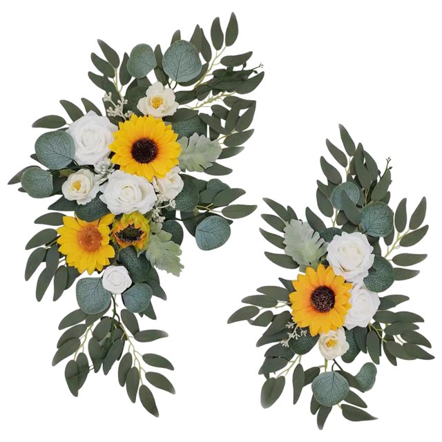 2 piezas Flor Swag Girasoles Decoración Flor Guirnalda Arco floral artificial Opción 3A Yuyangstore Flores de arco de boda