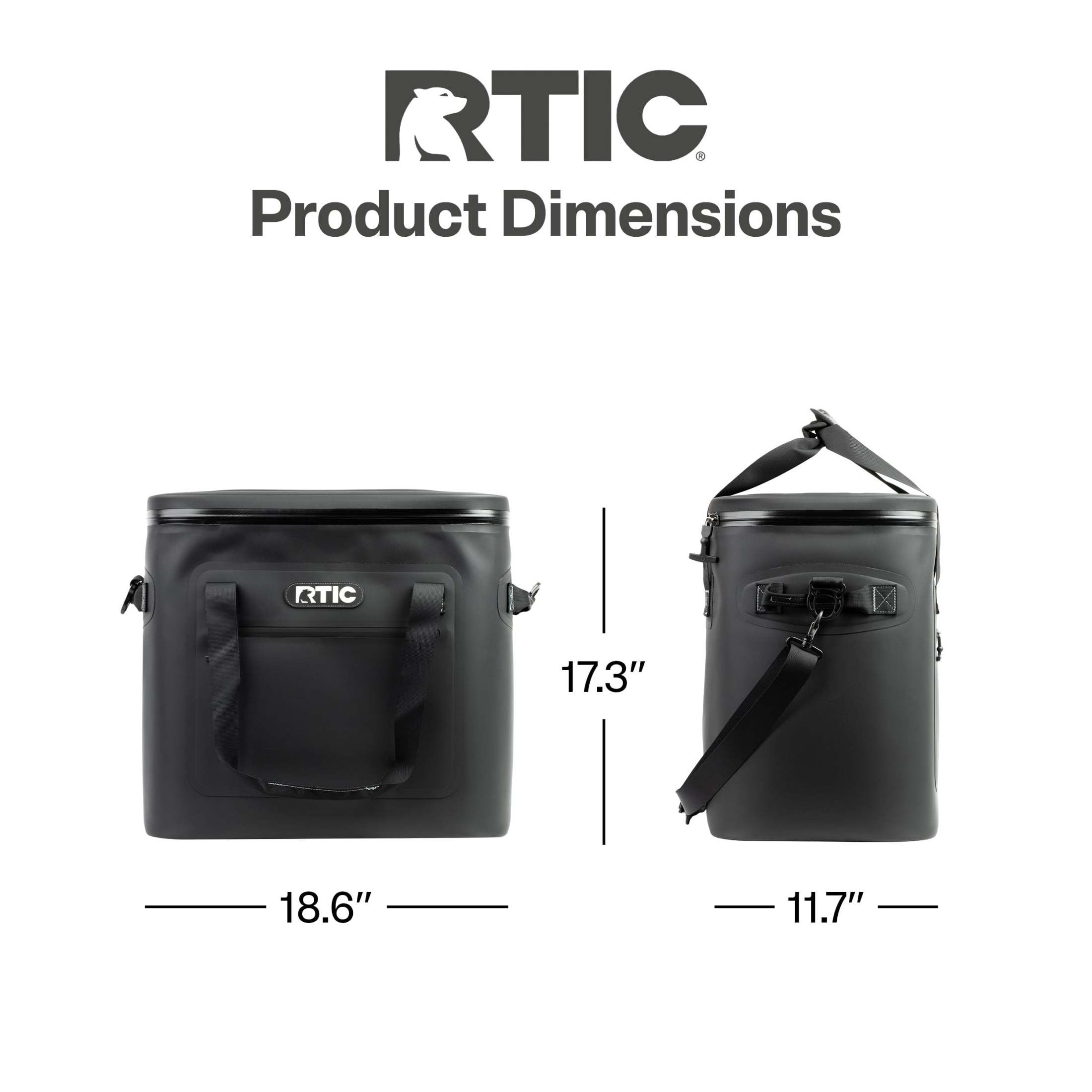 RTIC 50-Can, 36 Qt, Ultra-Tough Soft Cooler, Leakproof, Waterproof, Black
