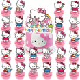 thumbnail image 1 of Topers para cupcakes Jlemon, 25 piezas, set de cumpleaños de gato rosa, 1 of 9