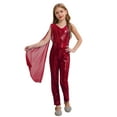 thumbnail image 1 of Aislor Combinaison une Pièce Sans Manches à Sequins pour Filles, Col en V, pour Mariage, Fête, Bal, Bourgogne 6, 1 of 5