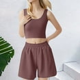 thumbnail image 2 of 2 Piece Sets for Women Summer 2026 Sleeveless Matching Short Sets Tank Crew Neck Airport Travel Outfits Pockets, 2 of 4