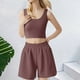 thumbnail image 2 of Conjunto de dos piezas de verano para mujer con top corto sin mangas y pantalones cortos: cintura alta, conjunto a juego para looks informales., 2 of 4