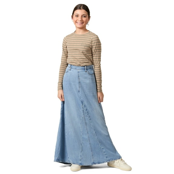 MeMoi Girls Nautical Striped Cotton-Rich Long Sleeve T-Shirt - Girls - Female, XL, Sky Blue