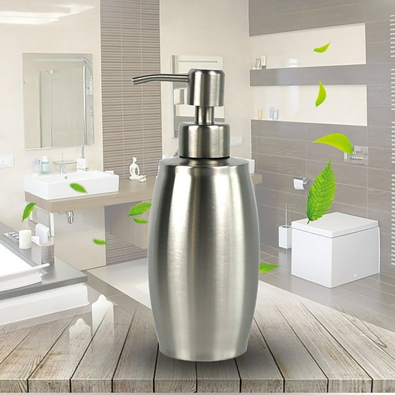1X Stainless Steel Bottle 350Ml Refillable Liquid Soap Dispenser With Stainless Steel Brushed Soap Dispenser for Bathroom Kitchen Countertop Bathroom Products