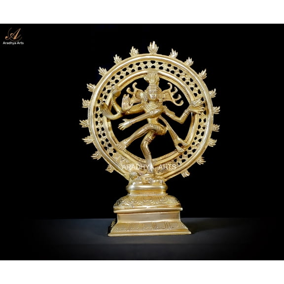 Aradhya Arts Brass Natraj statue, 11.02 inch tall sculpture of Lord Dancing Shiva with weight 2.8 Kg for Home Décor, Temple, Offices and all occasion gifting.