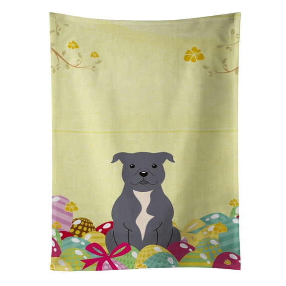 Carolines Treasures BB6046KTWL Easter Eggs Staffordshire Bull Terrier Blue Kitchen Towel 15 X 28" multicolor