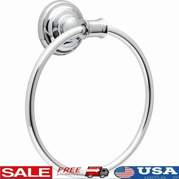 ZYLER- Chrome Towel Ring Wall Mount Durable Metal Rust Resistant Bathroom Accessory New