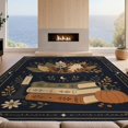 thumbnail image 2 of Design&I 8'x10' Washable Area Rug Sleek Flatweave Pet Friendly Midnight Blue Gold Autumnal Motif Decorative Design Seasonal Ghost and Pumpkin for King Size Bedroom, Under Bed, 2 of 7