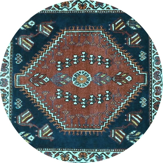 Ahgly Company Indoor Round Persian Light Blue Traditional Area Rugs, 3' Round