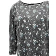thumbnail image 2 of Womens Charcoal Grey Floral Polka Dotted Dressy Lace Sleeves Shirt Top L, 2 of 2