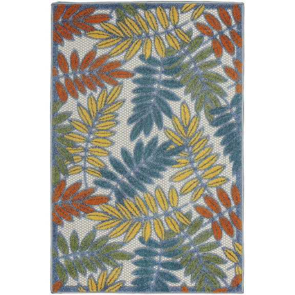 Nourison Aloha Indoor/Outdoor Ivory Multicolor 3' x 5' Area Rug (3x5)