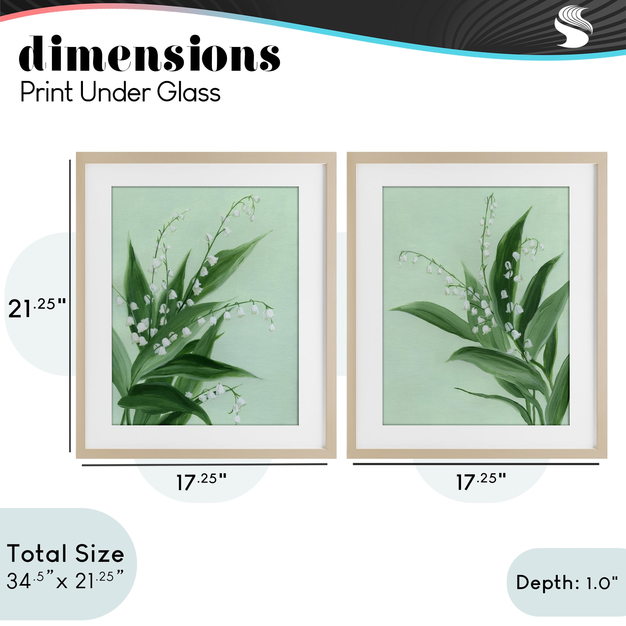 Stupell Industries Blooming Lily of Valley 2 Piece Birch Framed Print Under Glass Set, design by Grace Popp