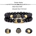 thumbnail image 2 of 4 Uds. Pulsera de cuentas con dijes de rey corona de 8mm para hombres y mujeres cuentas de piedra de ónix mate negro Natural elástico ajustable, 2 of 5
