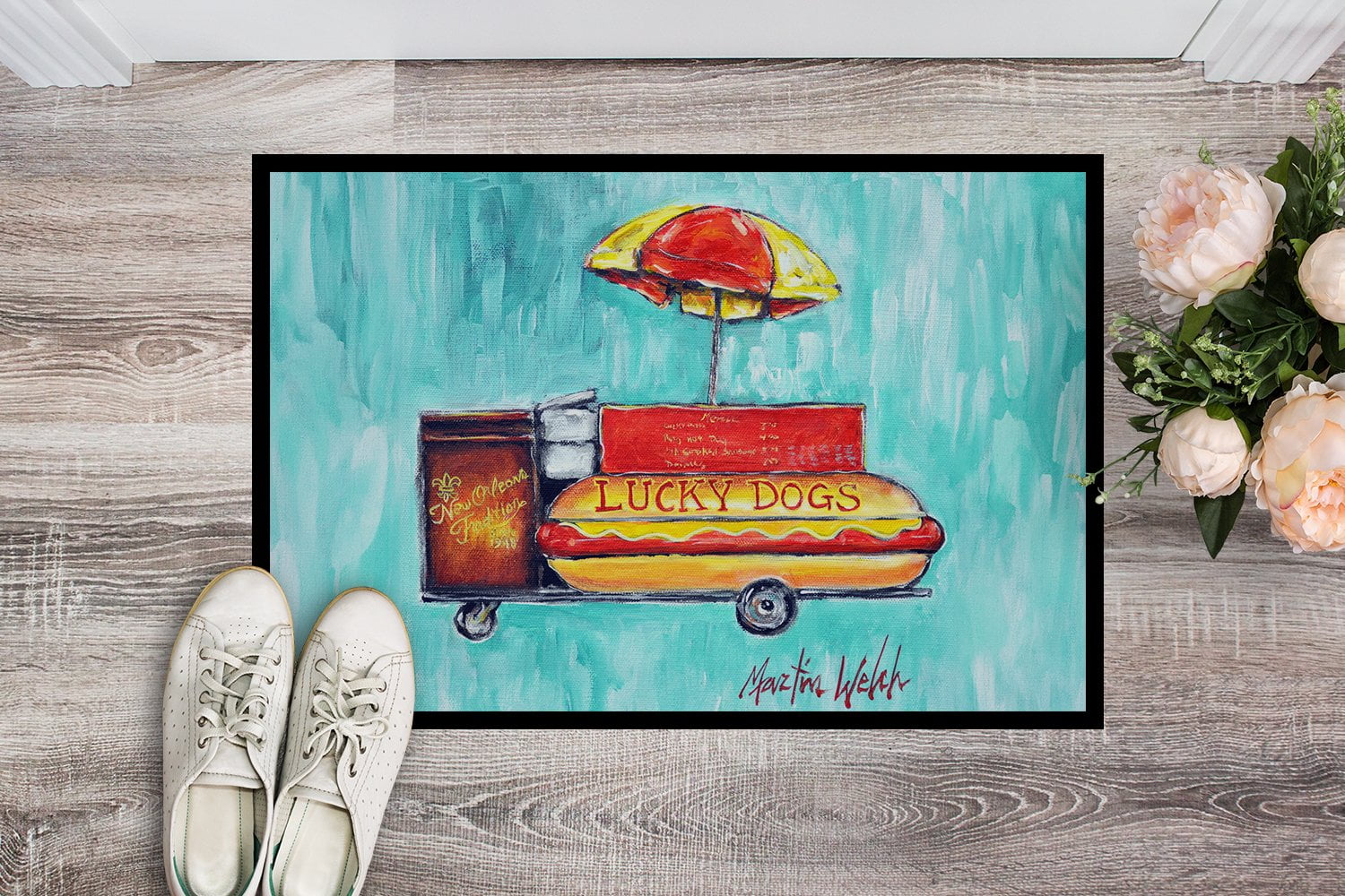 Carolines Treasures MW2091MAT 18 x 27 in. Hot Dog Cart Doormat