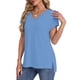 thumbnail image 4 of Tops de Manga Corta para las Mujeres Suelto Ajuste Cuello en V Manga Raglan Hendidura, Moda Blusa Sólida para el Hogar Y Diario, 4 of 9