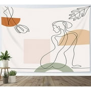 JOOCAR Mid Century Tapestry Wall Hanging Modern Minimalist Art Tapestries Wall Decor Abstract Line Girl Aesthetics Tapestry for Girls Bedroom Living Room Dorm Party, 71''W X 59''H