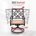 thumbnail image 3 of SUNCROWN 7 Pieces Outdoor Dining Set Metal Swivel Cushioned Chairs Patio Furniture Sets with Steel Slat Bistro Table and Brown 9Ft Patio Umbrella for Backyard, Lawn, Garden, 3 of 8